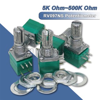 10PCS RV097NS Potentiometer 5K 10K 20K 50K 100K 500K B5K With A Switch Audio 5Pin Shaft 15mm Amplifier Sealing