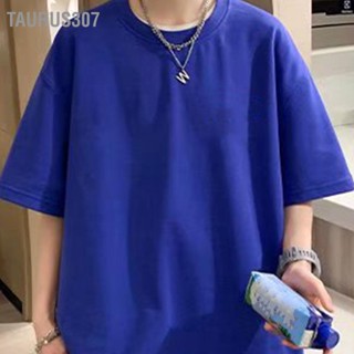 Taurus307 ผู้ชายแขนสั้น Crewneck T เสื้อหลวมพอดีสีทึบท็อปส์ชายพื้นฐานฤดูร้อนรอบคอเสื้อ