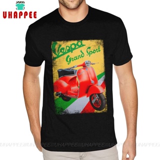 ขายเสื้อยืดแขนสั้น คอกลม ผ้าฝ้าย พรีเมี่ยม ลาย Vespa Distressed สีดํา สําหรับผู้ชาย XXXL S-5XL（S-5XL）