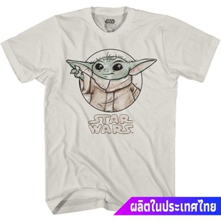 เสื้อยืดแขนสั้นผู้ชายและผู้หญิง STAR WARS The Child Force Circle Mandalorian Baby Yoda Adult Tee Graphic T-Shirt For Men