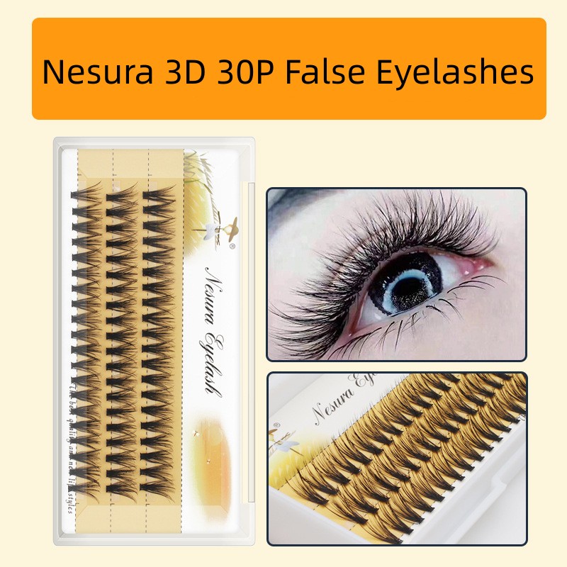 Nesura 3D 30P ธรรมชาติ สามมิติ จําลอง ฟิวชั่นร้อน ต่อขนตาด้วยตนเอง Netflix หลายชั้น ขนตาปลอมนุ่มและย