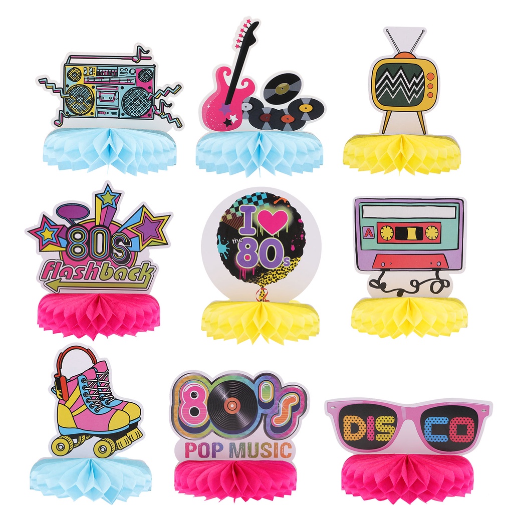 [ ] 9 ชิ้น 80 วินาที 1980 วินาทีตกแต่ง Vintage ตกแต่งคริสต์มาส Prom Sign วันเกิด Party Desktop ตาราง