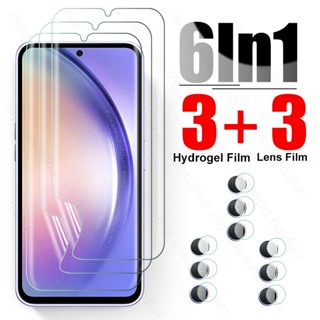 6 In 1 ฟิล์มไฮโดรเจลนิ่ม กันรอยหน้าจอ สําหรับ Samsung Galaxy A54 5G Camera Glass Samung Sumsung A54 A 54 5G 2023 SM-A546B 6.4 นิ้ว