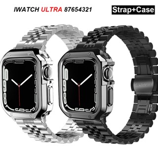 สายนาฬิกาข้อมือ สเตนเลส พร้อมเคส สําหรับ iWatch ultra 49 มม. Band 38 มม. 42 มม. Metal Series 7 6 SE 5 4 3 2 1 for iWatch 40 มม. 44 มม. 41 มม. 45 มม.