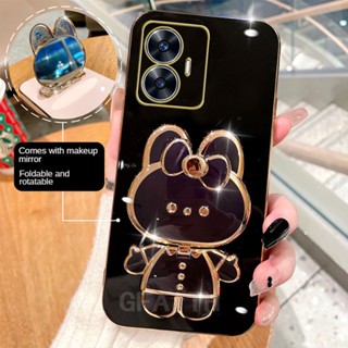 ใหม่ เคสโทรศัพท์มือถือนิ่ม ลายกระต่าย พร้อมกระจกขาตั้ง สําหรับ Realme C55 Realme 10 Pro 5G C33 C35 C30 C31 Realme10 Pro+ RealmeC55 2023