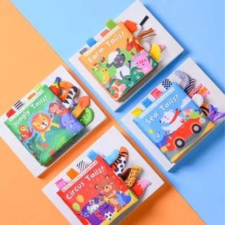 หนังสือผ้า แบบนิ่ม รูปหางสัตว์ เสริมพัฒนาการ สําหรับเด็ก 0-36 เดือน