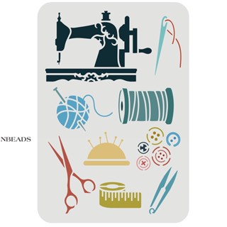 1pc  Sewing Machine Stencil for Painting 29.7x21cm Plastic Yarn Needle Buttons Stencil Reusable Scissors Tweezers Sewing Needle Stencil Template for Fabric Tiles Furniture Wood