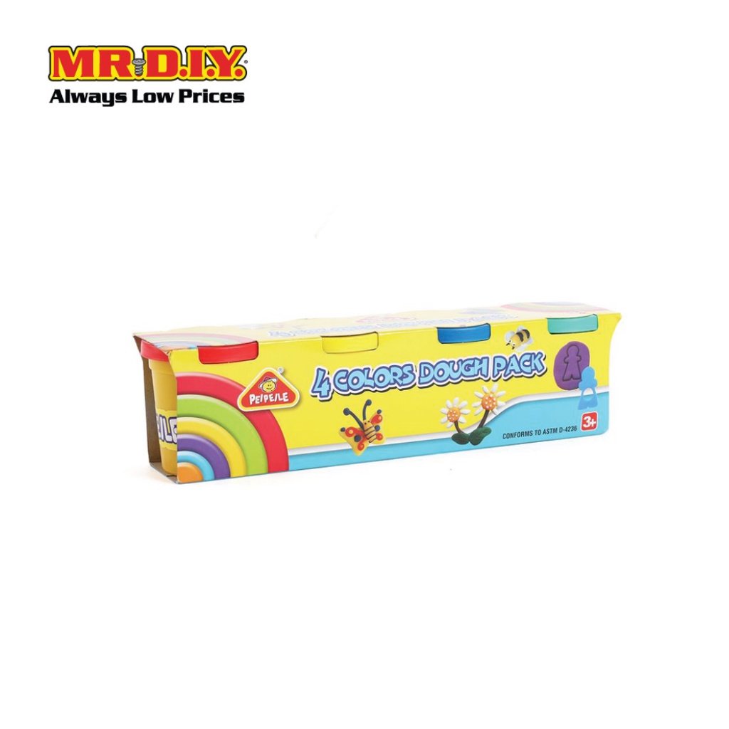 PEIPEILE ชุดแป้งโดว์ของเล่น สำหรับเด็ก 3 ขวบขึ้นไป (4 สี/แพ็ก)