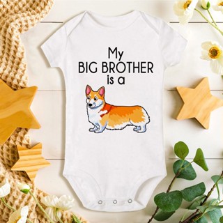 ชุดรอมเปอร์ แขนสั้น พิมพ์ลาย My Big Brother Is A Dog สําหรับเด็กทารกแรกเกิด