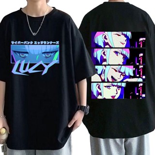 Hfrr 【พร้อมส่ง】เสื้อยืดแขนสั้น พิมพ์ลายการ์ตูนอนิเมะ Lucy Cyberpunk Edgerunners สไตล์ญี่ปุ่น ฮาราจูกุ โอเวอร์ไซซ์ สําหรั