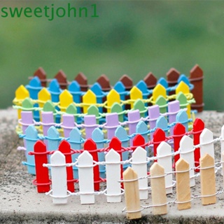 Sweetjohn โมเดลรั้วไม้ขนาดเล็กน่ารักสําหรับตกแต่งสวนขนาดเล็ก 10 ชิ้น