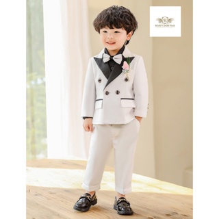 Cute Baby Suit สูทเด็กเล็ก สูทเด็กอ่อน ชุดไปงาน สีขาว เซท 2 ชิ้น เสื้อสูท+กางเกง ขนาด 80, 90 (1 ถึง 18 เดือน)