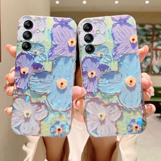 เคสโทรศัพท์มือถือ ซิลิโคนนิ่ม ลายภาพวาดสีน้ํามัน รูปใบโคลเวอร์สี่แฉก แวววาว สําหรับ Samsung Galaxy A34 A54 A14 5G 2023 A54 5G