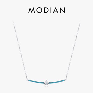 Modian สร้อยคอโซ่ เงินแท้ 925 จี้รูปดาว สีเขียวขุ่น สไตล์วินเทจ 100% ของขวัญคริสต์มาส สําหรับผู้หญิง