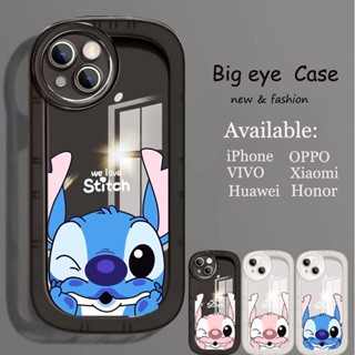 เคสโทรศัพท์มือถือ แบบใส ลาย Stitch สีดํา สําหรับ OPPO A15 A15S A3S A12E A31 A53 A32 A9 A5 A93 A73 A77 A55 A52 A72 A92 F11 F9 A1Pro A8 A57 2022 5G