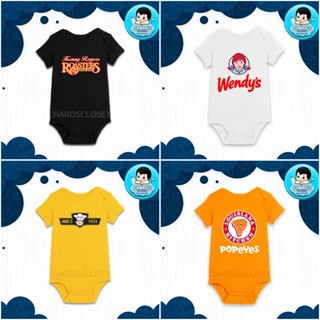 พิมพ์โลโก้อาหารที่กําหนดเองบน Baby Onesie (Kenny Rogers, Wendys, Angels Pizza, Popeyes) NSII