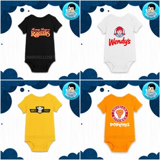 พิมพ์โลโก้อาหารที่กําหนดเองบน Baby Onesie (Kenny Rogers, Wendys, Angels Pizza, Popeyes) NSII