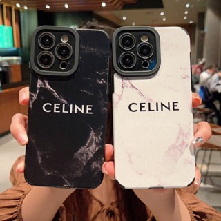 CELINE เคสโทรศัพท์มือถือหนัง PU แบบนิ่ม ลายหินอ่อน กันกระแทก สําหรับ iPhone 14 Pro Max 13 12 11 X XS Max XR iPhone 7 8 Plus