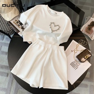 OUDIFU cotton advanced sense leisure sportswear suit womens summer fashion shorts fragrant style two-piece suit