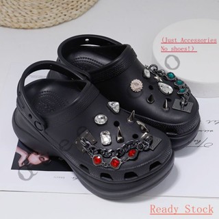 CROCS Jibbitz set（ไม่รวมรองเท้า）/Jibbitz สายโซ่เหล็ก สีดํา สําหรับตกแต่งรองเท้า Crocs