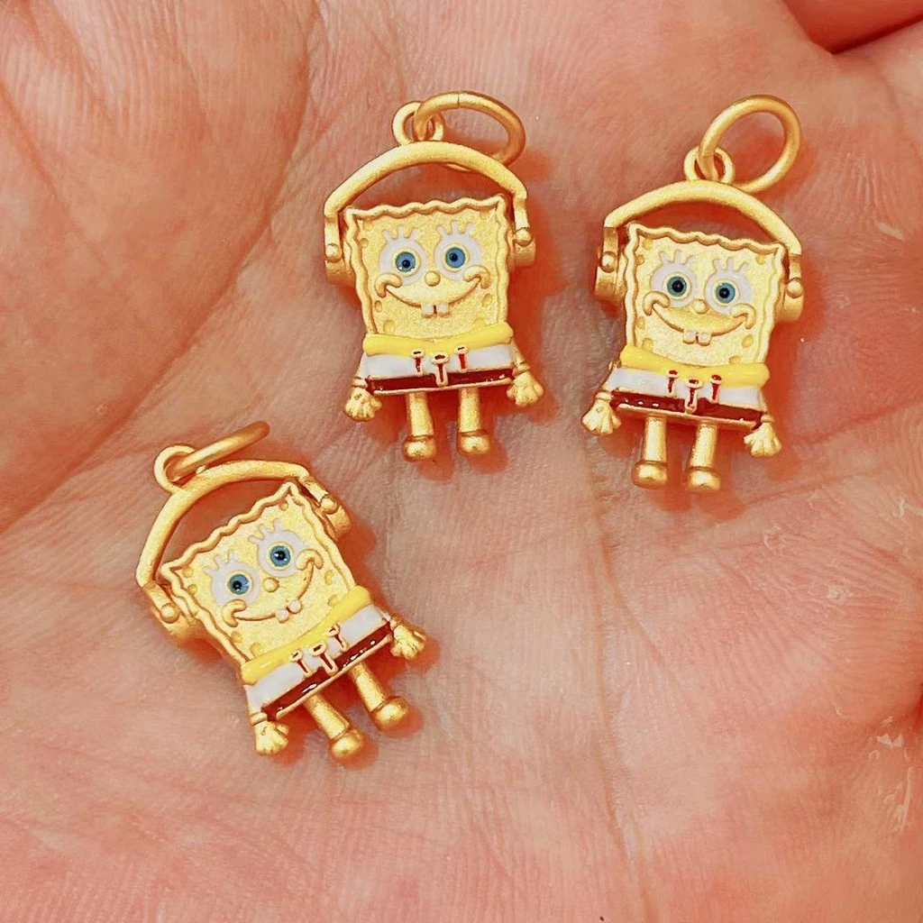จี้ลูกปัดสพันจ์บ็อบ สีทอง สำหรับทำเครื่องประดับสร้อยคอ สร้อยข้อมือ DIY thumbnail 6
