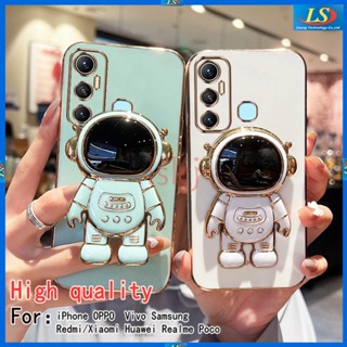 เคส infinix hot 11 เคส infinix hot 11S / 11 Play / 10 Play / 10S / 9 / 9 Play / 8 infinix hot 20s เคสโทรศัพท์มือถือ ลายนักบินอวกาศ Nasa พร้อมขาตั้ง สําหรับ YHYC