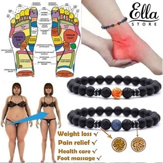 Ellastore123 สร้อยข้อมือลูกปัดหินภูเขาไฟ 8 มม. ปรับได้ สีดําด้าน เครื่องประดับ สําหรับผู้หญิง ผู้ชาย