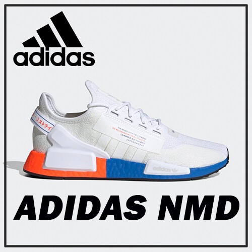 (SALE)แท้  Adidas NMD_R1 V2 - White Orange Blue รองเท้าผ้าใบนุ่มสบายระบายอากาศ