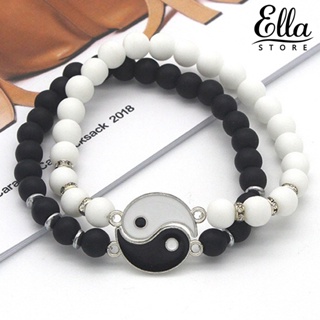 Ellastore123 สร้อยข้อมือคู่รัก สวยหรู ฝีมือดี สไตล์จีน ไทเก็ก ปรับได้ ทุกเพศ สําหรับออกเดท