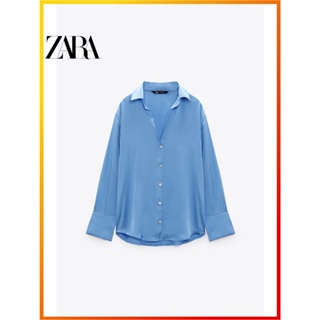 Zara เสื้อเชิ้ตแขนยาว ผ้าซาติน แฟชั่นฤดูใบไม้ผลิ สําหรับผู้หญิง 8741036403