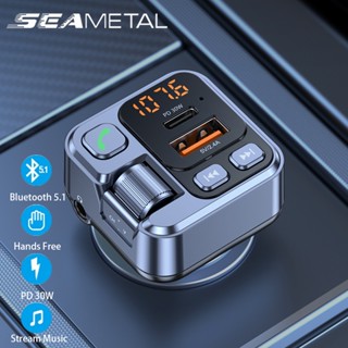 SEAMETAL PD30W เครื่องชาร์จเร็วในรถยนต์ T16 ที่ชาร์จแบตในรถ เครื่องเล่น Mp3 บลูทู ธ 5.1 แฮนด์ฟรีเพลง Lossless มัลติฟังก์ชั่น 12V-24V USB Type-C เครื่องชาร์จด่วนเครื่องส่ง FM