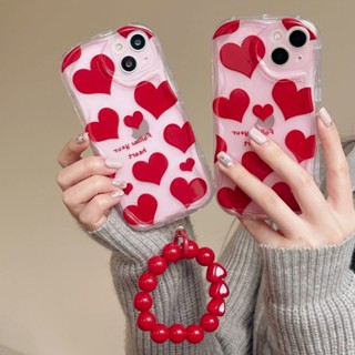 เคสโทรศัพท์มือถือ กันกระแทก ลายหัวใจ พร้อมสายคล้องมือ สําหรับ Iphone 11 12 13 14 Pro Max Plus Max