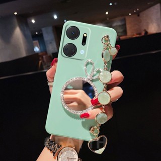 พร้อมส่ง ใหม่ เคสโทรศัพท์มือถือแบบนิ่ม ลายกระต่ายน่ารัก พร้อมกระจกแต่งหน้า สายคล้องข้อมือ แฟชั่น สําหรับ Huawei HONOR X7A HonorX8a 4G HonorX7a HONOR X8a 2023