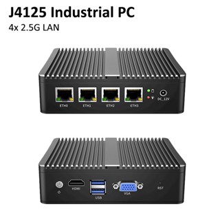 เราเตอร์ แบบนิ่ม ไร้พัดลม celeron j4125 mini pc quad core 4x intel i225 i226 2.5g lan hdmi vga pfsense firewall AES-NI OVOS