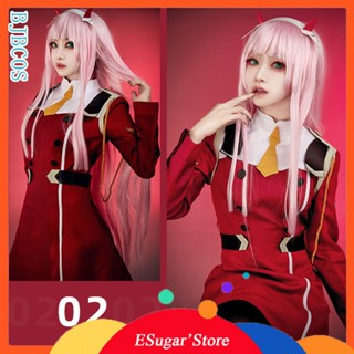 02 Zero Two DARLING in the FRANXX ชุดคอสเพลย์ เครื่องแบบ พร้อมที่คาดผม วิกผม ฮาโลวีน คริสต์มาส สําหรับผู้หญิง เสื้อผ้างานรื่นเริง เซ็กซี่