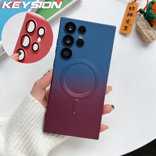 Keysion เคสโทรศัพท์มือถือ แบบแม่เหล็ก พร้อมฟิล์มเลนส์ชาร์จไร้สาย สําหรับ Samsung S23 Ultra S23+ Galaxy S22 Plus