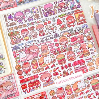 สติกเกอร์ ลายการ์ตูนญี่ปุ่น Kawaii Washi สําหรับตกแต่งสมุด DIY