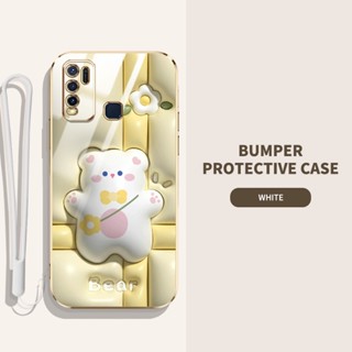 เคสโทรศัพท์มือถือ ลายสัตว์ และพืชน่ารัก 3D พร้อมสายคล้อง สําหรับ Vivo Y50 Y30 Y30i 1935 1938