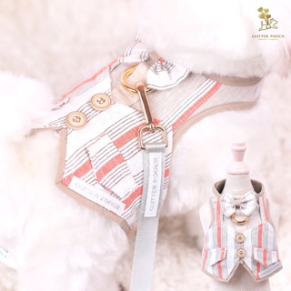 Glitter Pooch Harness ชุดรัดอก สายจูง เสื้อผ้า สุนัข, หมา, แมว, สัตว์เลี้ยง พร้อม สายจูง รุ่น Mr. Gentleman Brick Stripe