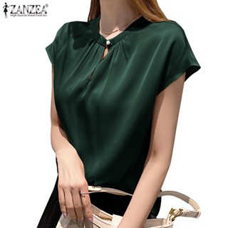 Zanzea เสื้อเชิ้ตลําลอง ผ้าซาติน หรูหรา สไตล์เกาหลี สําหรับผู้หญิง