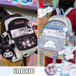 Sanrio กระเป๋าเป้สำหรับนักเรียนสีดำ ดีไซน์น่ารัก พร้อมของแถม สำหรับหญิงและชายทุกวัย