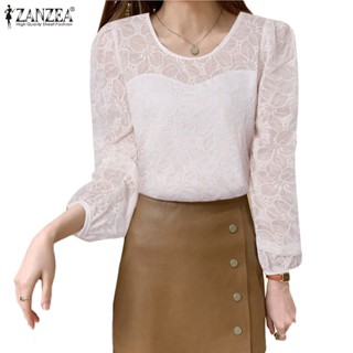 Zanzea เสื้อเชิ้ต คอกลม แขนยาว ปักลาย สไตล์เกาหลี สําหรับผู้หญิง