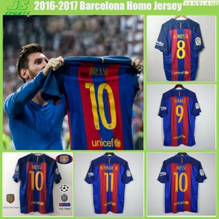 เสื้อกีฬาแขนสั้น ลายทีมชาติฟุตบอล Barcelona 2016 2017 15 16 Barca Messi Su$Rez NEYMAR INIESTA สไตล์เรโทร