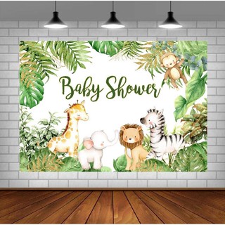 Safari Animals Baby Shower ฉากหลัง สตูดิโอถ่ายภาพ ฉากหลังป่า เบบี้ชาวเวอร์ พื้นหลัง ซาฟารี เบบี้ชาวเวอร์ ปาร์ตี้ แบนเนอร์ ตกแต่ง สําหรับเด็กผู้ชาย อุปกรณ์ประกอบฉากสตูดิโอถ่ายภาพ 5x3 ฟุต