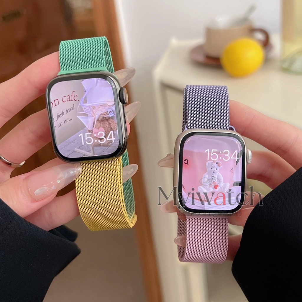 14 สีGradient Magnetic Loop สายโลหะสําหรับ iwatch Band 46 มม.49 มม.45 มม.41 มม.44 มม.40 มม.38 มม.42 