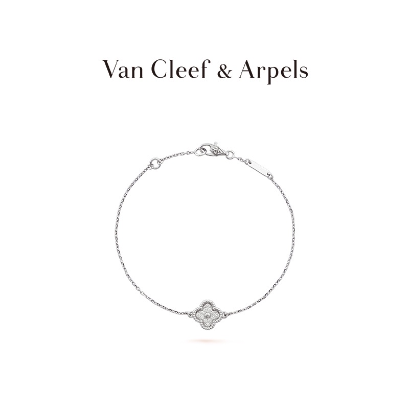 [พร้อมกล่องบรรจุภัณฑ์] Vca Van Cleef &amp; Arpels Alhambra สร้อยข้อมือเพชร สีทองคําขาว