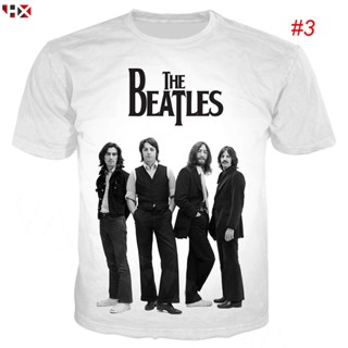 เสื้อยืดแขนสั้นHX The Beatles British Rock Band 3D Print Men Women T Shirt Summer Graphic Tees Tops Streetwear JF28S-5XL