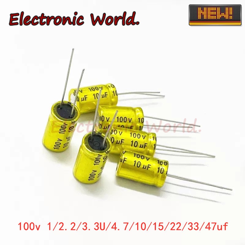 ตัวเก็บประจุเสียงแนวตั้ง 100V1 2.2 3.3 4.7 6.8 10 15 22 100UF 10X17 มม.
