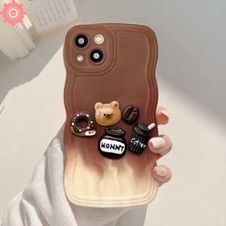 เคสโทรศัพท์มือถือ ขอบหยัก ลายการ์ตูนหมี โดนัท 3D ไล่โทนสี สําหรับ Redmi A1 10A 10 10C 9 9T 9A A1+ 9C NFC Note 10 10s 11s 8 9 11 11Pro 9s 10Pro POCO M3 X3 NFC Pro Mi 11T Pro เคสนิ่ม