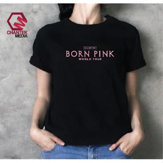 (HOT ) BORNPINK WORLD TOUR  BLACKPINK LOGO T-SHIRT UNISEX COTTON SHORT SLEEVE / LONS SLEEVE